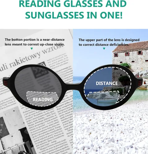 Vista 5 de Eyekepper Paquete de 4 lentes de sol bifocales para mujer, lentes pequeños, redondas, bifocales +1.50