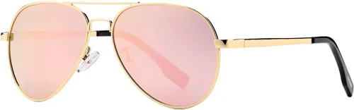 Vista 8 de Gleyemor Gafas de sol polarizadas de aviador para cara pequeña y estrecha 01 Negro / Gris
