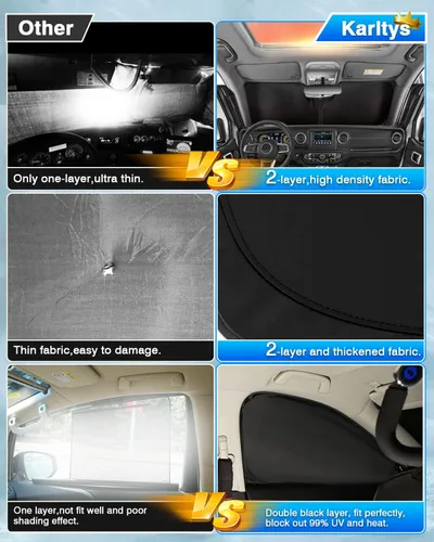 Vista 4 de Karltys - Set de 3 parasoles para parabrisas para Nissan Titan 2020-2025, parabrisas frontales y laterales reflectantes con ajuste personalizado