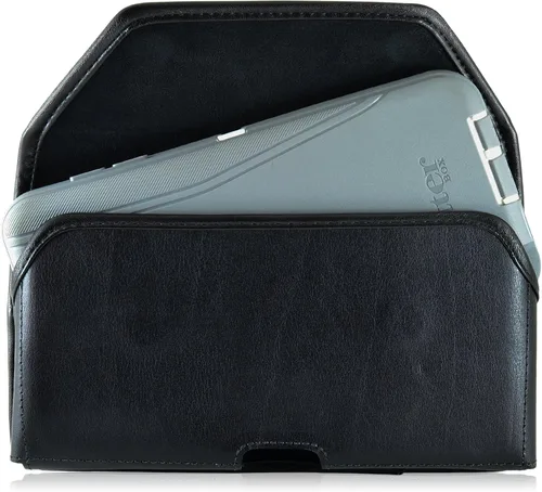 Vista 6 de Turtleback Funda compatible con Note 5, funda para cinturón, compatible con OB Defender o fundas voluminosas, bolsa de cuero negro con clip de Cuero