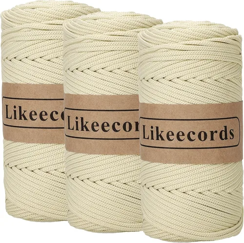 Vista 28 de Likeecords Cordón de macramé trenzado de poliéster de 0.157 in, 140 yardas, 426 pies, hilo elástico para bolsa de ganchillo para manualidades