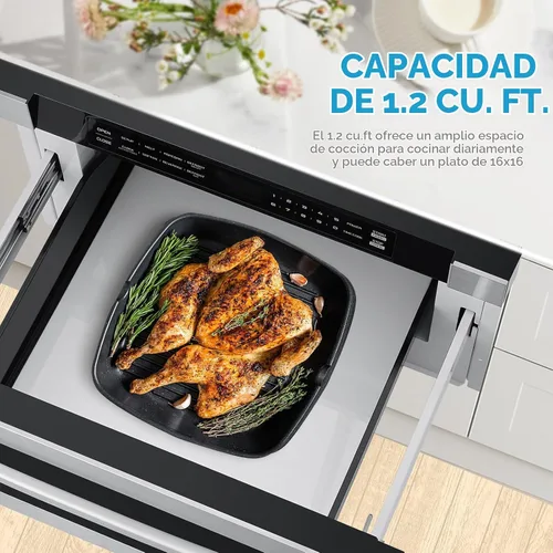 Vista 2 de Midea MM12S2ASZ Horno microondas, cajón de 1.2 pies cúbicos, acero inoxidable, cerradura de seguridad para niños