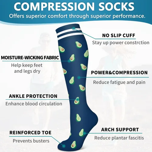 Vista 5 de Bluemaple Paquete de 6 calcetines de compresión de cobre para mujeres y hombres, el mejor apoyo para médicos, correr, enfermería, atletismo