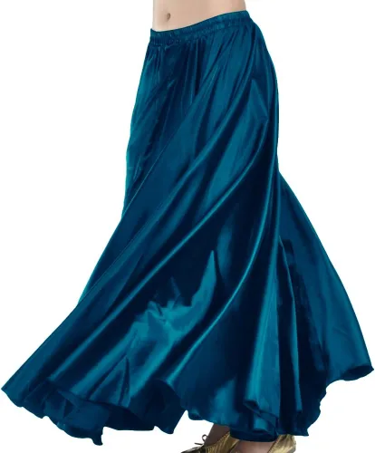 Vista 10 de Indian Trendy Falda de satén para mujer, de círculo completo, para danza del vientre tribal, con movimiento de Halloween Negro