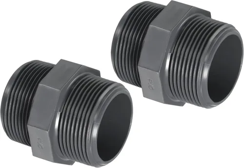 Vista 7 de PATIKIL G1 POM - Tetina de rosca macho a macho, paquete de 2 conexiones hexagonales de fontanería, color gris
