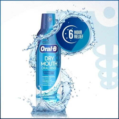 Vista 2 de Oral-B Enjuague bucal con enjuague bucal Dry Mouth Hydrizing Mint, 16 Fl Oz