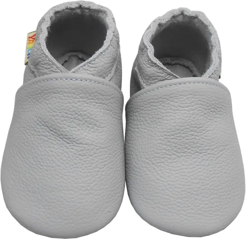 Vista 2 de YALION - Mocasines de cuero suave para bebés, niños y niñas, para gatear y dar sus primeros pasos