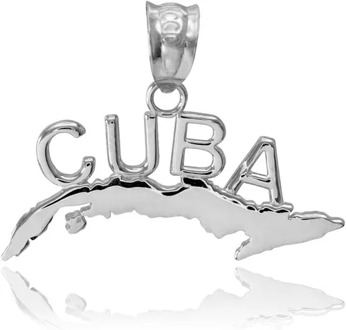 Vista 2 de Collar con colgante Cuba de plata de ley 925 de alto pulido