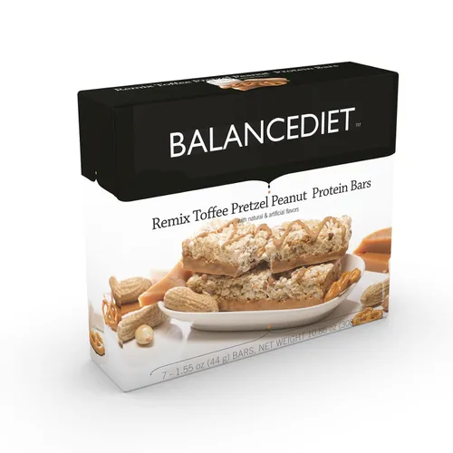 Vista 17 de BalanceDiet™ Barra de proteínas 0.53 oz de proteína Bajo en carbohidratos Caja de 7 barras (nuez de caramelo)