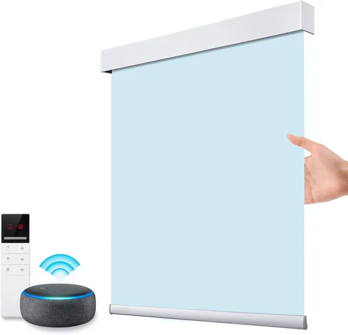 Vista 21 de ZSTARR Persianas opacas motorizadas con control remoto inteligente, persianas enrollables recargables inalámbricas para ventanas, oficina, hogar