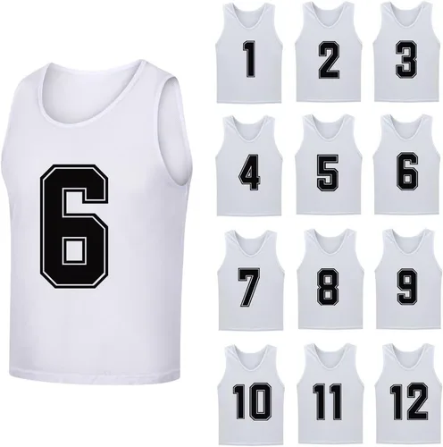 Vista 8 de Paquete de 12 (1-12) Pinnies/baberos de entrenamiento de fútbol/camisetas de baloncesto para niños, jóvenes y adultos