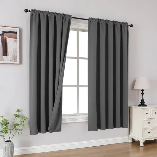 Vista 16 de CUCRAF Cortinas Opacas Beige de 45 Pulgadas, con Aislamiento Térmico Reductor de Ruido con Bolsillo para Barra, Cortinas de Ventana para Dormitorio