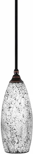 Vista 146 de Toltec Lighting Tallo Colgado Mini colgante, acabado de cobre negro, 3.5" cuadrado humo burbuja vidrio