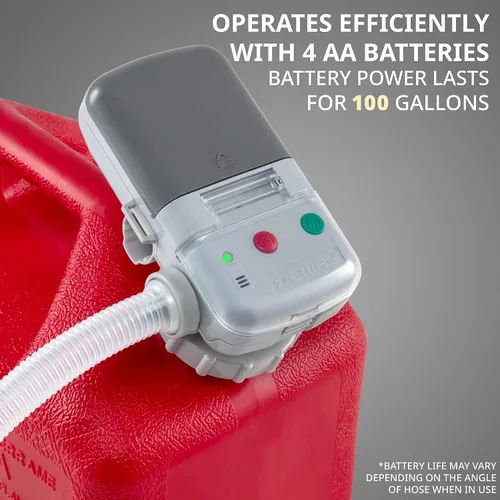 Vista 5 de Bomba de transferencia de combustible automática DEWAY con parada automática, tasa de flujo de 2.4 GPM y alimentación por batería AA, adaptador