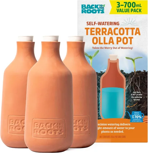 Vista 9 de Back to the Roots - Maceta de autorriego de terracota Olla, 700mL Proporciona 1 semana de riego preciso