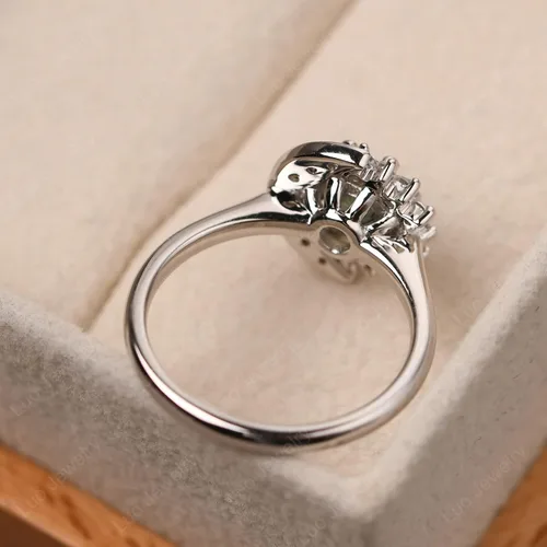 Vista 4 de LUO - Anillo de compromiso de plata de ley S925 con forma redonda de 0.276in con piedras preciosas para mujer