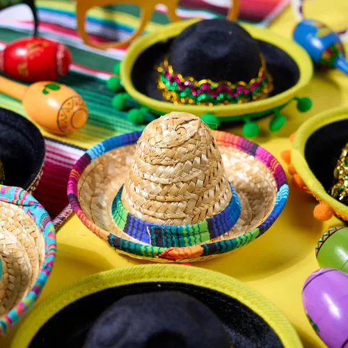 Vista 7 de JOYIN 6 diademas de tela y sombrero de paja del Cinco de Mayo, para disfraz de fiesta divertida, suministros de fiesta, accesorios de fotos