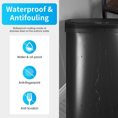 Vista 3 de YRLLENSDAN Cubo de basura de cocina de 13 galones con tapa, bote de basura automático sin contacto para cocina, cubo de basura de plástico PP