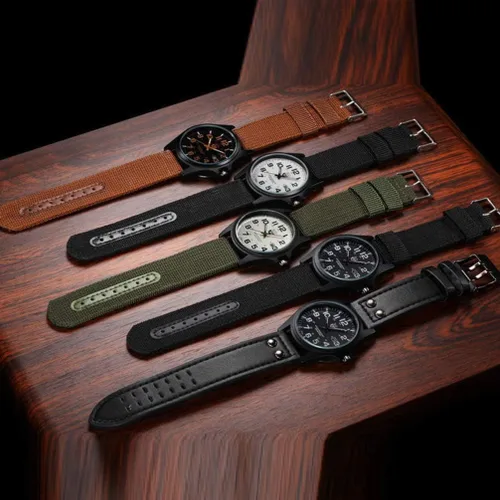 Vista 7 de balacoo Reloj de pulsera de cuarzo para hombre, estilo militar, reloj deportivo, correa de nailon tejida, calendario para niños y hombres