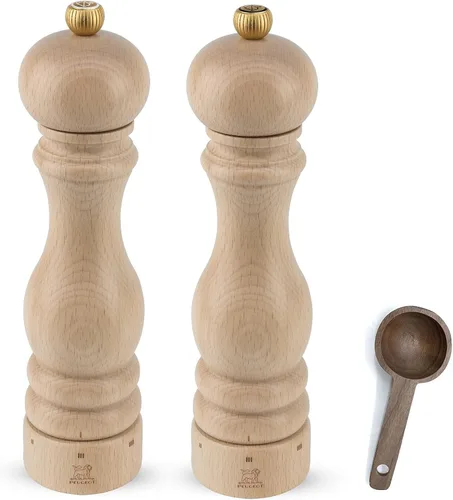 Vista 14 de Peugeot Paris u'Select - Molinillo manual de 6 ajustes de madera de haya con cuchara de especias de madera, fabricado en Francia