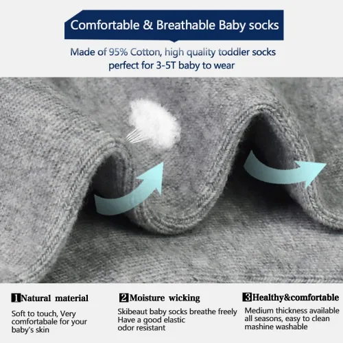 Vista 4 de Calcetines antideslizantes para niños, calcetines de corte medio para niños pequeños y niñas (0-7 años), 12 pares de calcetines antideslizantes