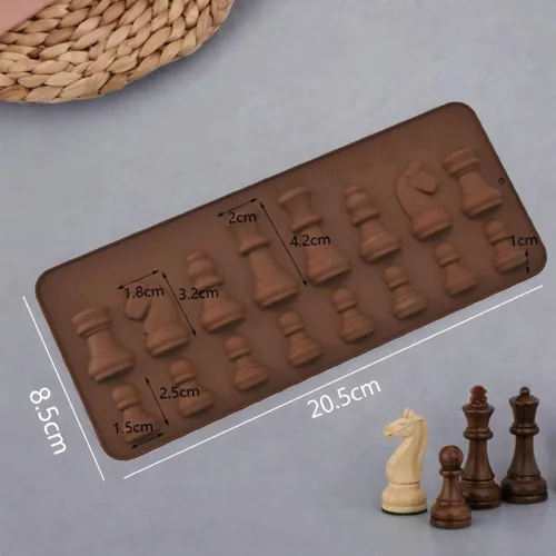 Vista 4 de Forma de ajedrez de chocolate de silicona para bricolaje, cera derretida para hornear, decoración para fiestas de cumpleaños, bodas, aniversarios