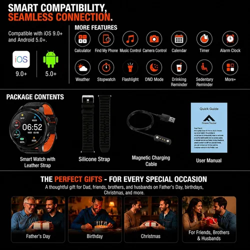 Vista 8 de Smart Watch for Men with GPS, 1.46"AI Smartwatch, BT Call/Text Reply