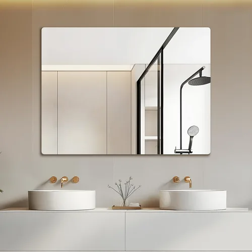 Vista 18 de Espejo Grande de 72" x 36", Espejo de Baño Rectangular Moderno con Borde Pulido Sin Marco, se Cuelga Horizontal o Verticalmente. Espejos de Baño