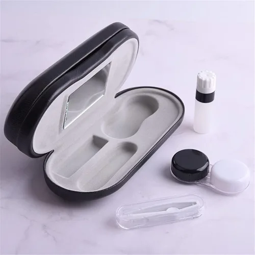 Vista 5 de Kanasi Estuche para lentes de contacto – [2 en 1] Estuche portátil de doble cara para lentes – Pinzas y aplicador incluidos – Perfecto para viajes