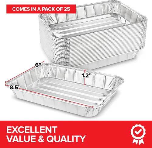 Vista 2 de Stock Your Home Paquete de 25 mini sartenes para horno tostador, porción individual, para uso personal y dormitorios, 8.5 x 6 pulgadas, ideal