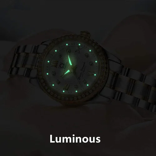 Vista 7 de BESTKANG Relojes de lujo automáticos para mujer, calendario impermeable de 164.0ft, reloj mecánico de acero inoxidable