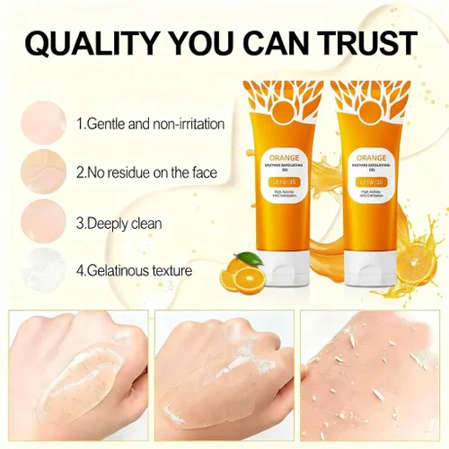 Vista 2 de Gel exfoliante naranja, gel exfoliante de enzima naranja para cara y cuerpo, estiramiento de la piel y reducción de puntos negros, exfoliante