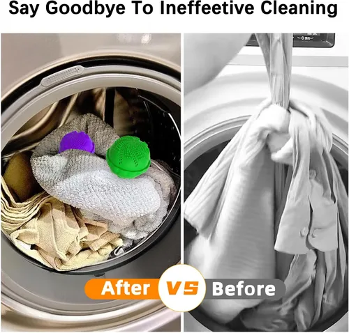 Vista 7 de Juego de 2 bolas de lavandería ecológicas para lavadora, alternativa de detergente natural para limpieza del hogar, suaves para ropa y telas
