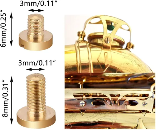 Vista 4 de Kits de reparación de saxofón Partes de instrumentos musicales de viento con rodillos, tuerca, tornillos de cola de rata, tornillos de cabeza