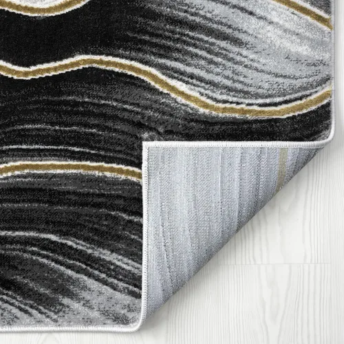 Vista 5 de Abani Luna Collection - Alfombra moderna de mármol amarillo, 4 x 6 pies, para sala de estar, dormitorio y oficina Negro