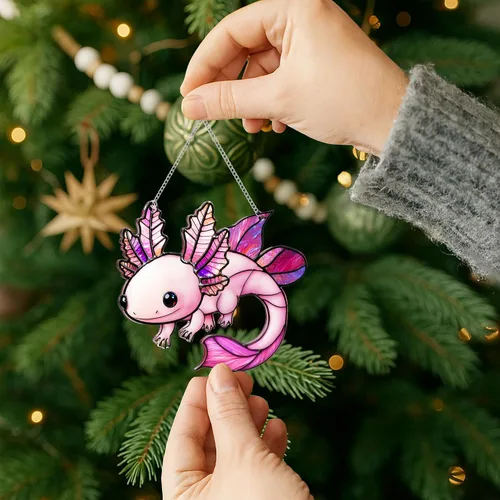 Vista 5 de Axolotl - Adorno de Navidad, adornos de playa para árbol, regalo de tortuga marina para mujeres, regalos de playa para mujeres, ideas de relleno