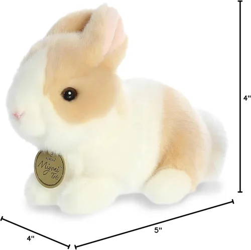 Vista 6 de Aurora Adorable Miyoni Tots Baby Bunny - Detalle realista - Compañerismo apreciado - Jengibre y blanco 7.5 pulgadas