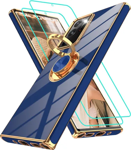 Vista 366 de Funda para Motorola Moto G 5G 2024: Funda Moto G Play 5G 2024 con 2 piezas de protectores de pantalla, soporte de anillo de rotación de 360°