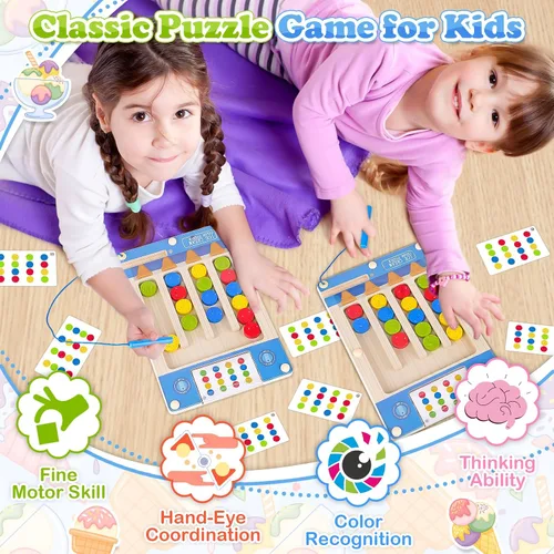 Vista 5 de Juguetes Montessori de madera sensorial para autismo: regalos de cumpleaños para niñas y niños de 4, 5, 6 años Juguetes para niños y niñas