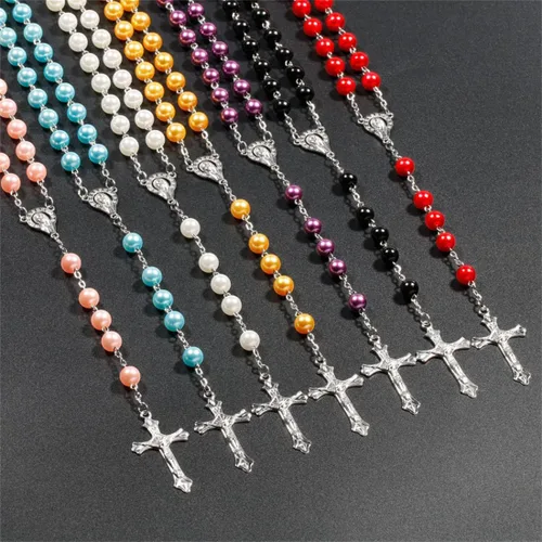 Vista 3 de Rosary Bead Catholic Necklace, First Communion Gifts CatholicWIth Metal Box and 18Pcs Holy Card