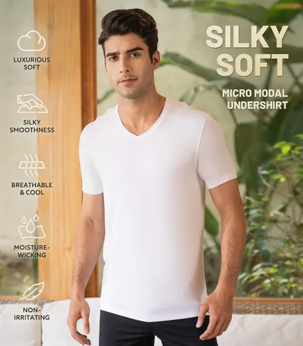 Vista 2 de DAVID ARCHY Men's Undershirts Micro Modal Ultra Soft T-Shirts Stretch Moisture-Wicking Tees for Men, 3-Pack