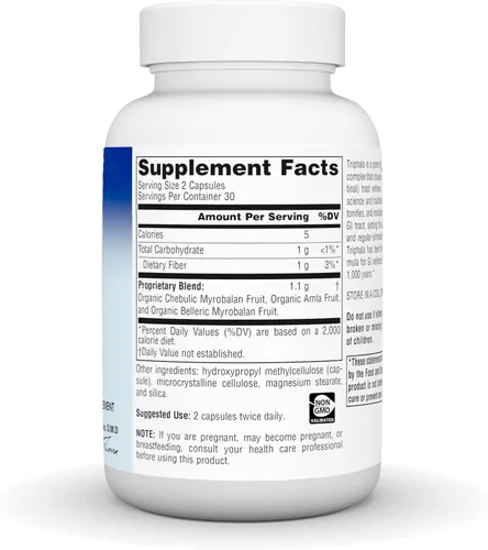 Vista 3 de Planetary Herbals Triphala Gold 550mg, limpiador para el bienestar del tracto gastrointestinal, 60 cápsulas vegetarianas