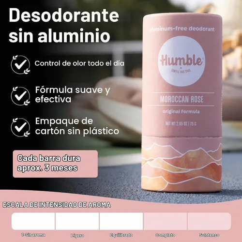 Vista 2 de Humble desodorante sin aluminio con bicarbonato de sodio, rosa marroquí