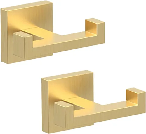 Vista 9 de BOZWELL Ganchos dobles para toallas para baño, montaje en pared de níquel castrado, estilo cuadrado simple y moderno, gancho para bata y abrigo