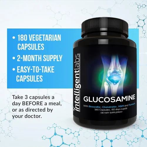 Vista 3 de Intelligent Labs Complejo de alta resistencia de glucosamina y condroitina con MSM 180 cápsulas Apoyo del sistema inmunológico con suplementos
