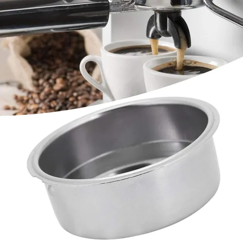 Vista 5 de Cesta de filtro de café ultrafina de acero inoxidable de doble capa, filtro poroso presurizado de doble taza de café de 2.008 in, accesorios