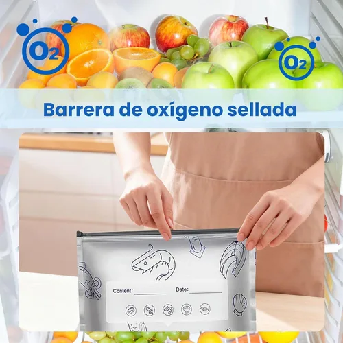 Vista 4 de 30 piezas de bolsas reutilizables de papel de aluminio sellables para almacenamiento, 2026 nuevas bolsas de pie sellables con etiqueta y cierre