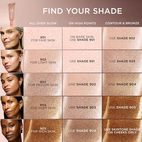 Vista 9 de L'Oréal Paris Maquillaje True Match Lumi Glotion, Potenciador de brillo natural, Iluminador resaltador, Gotas bronceadoras para un brillo bañado por