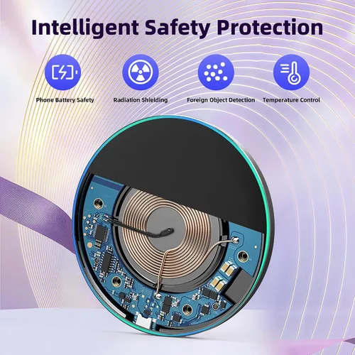Vista 4 de Cargador inalámbrico compatible con iPhone 16 15 14 13 12 11 Pro Max/Mini/Plus/XR/X/8, alfombrilla de carga rápida inalámbrica de 15 W máx