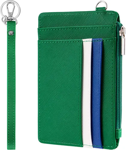 Vista 13 de SEAVILIA Billetera pequeña para mujer, delgada, llavero, carteras RFID para tarjetas de crédito con bolsillo con cremallera, ventana